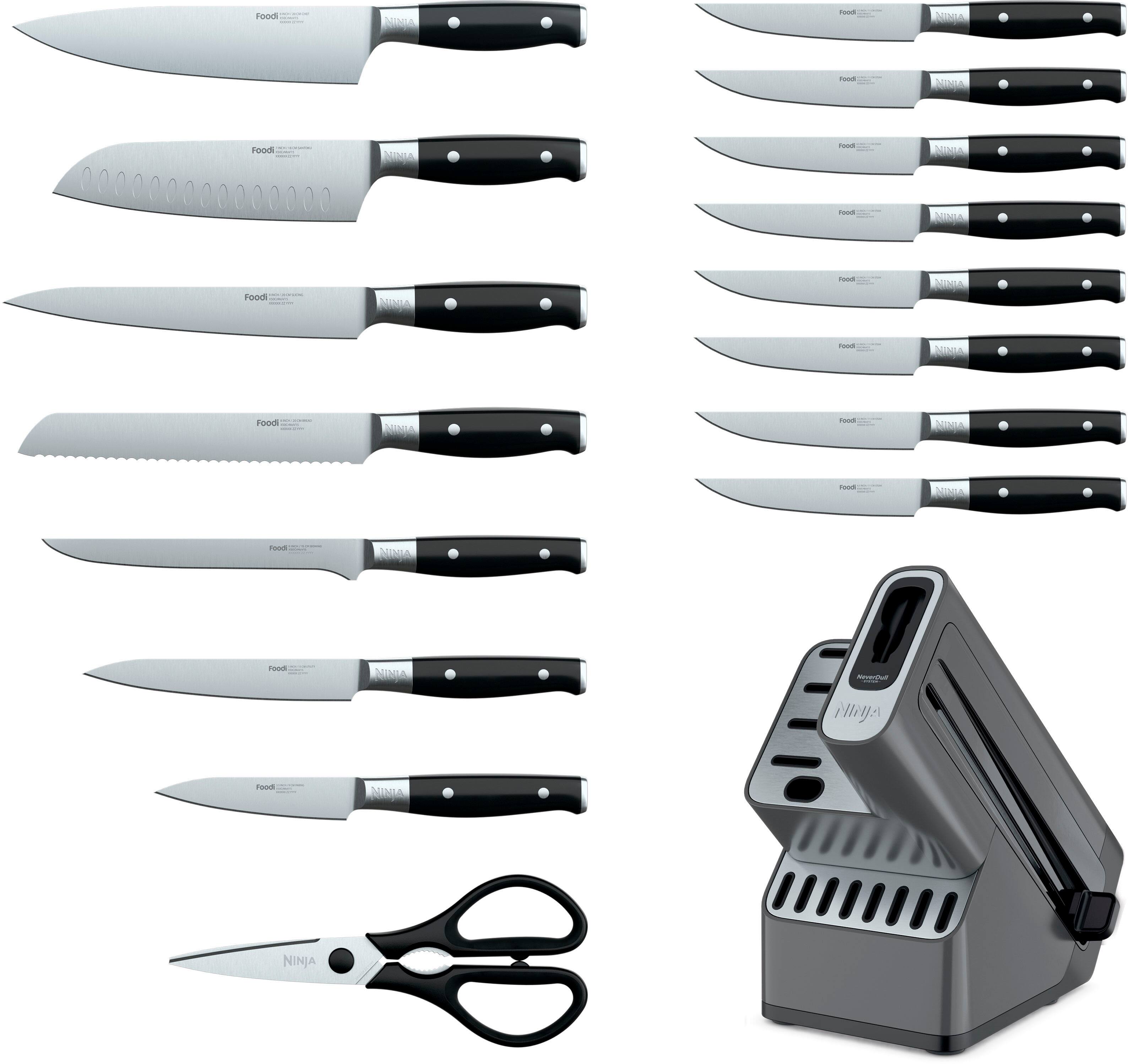 Alt View 23. Ninja - Foodi NeverDull Premium 17-Piece Knife Block Set with Built-in Sharpener System - Black & Silver.