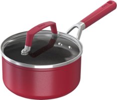 Ninja - Foodi NeverStick Vivid 1 1/2-Quart Saucepan with Glass Lid - Crimson Red - Angle_Zoom