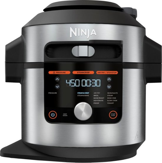 Angle Zoom. Ninja - Foodi 14-in-1 8qt. XL Pressure Cooker & Steam Fryer with SmartLid - Stainless/Black.