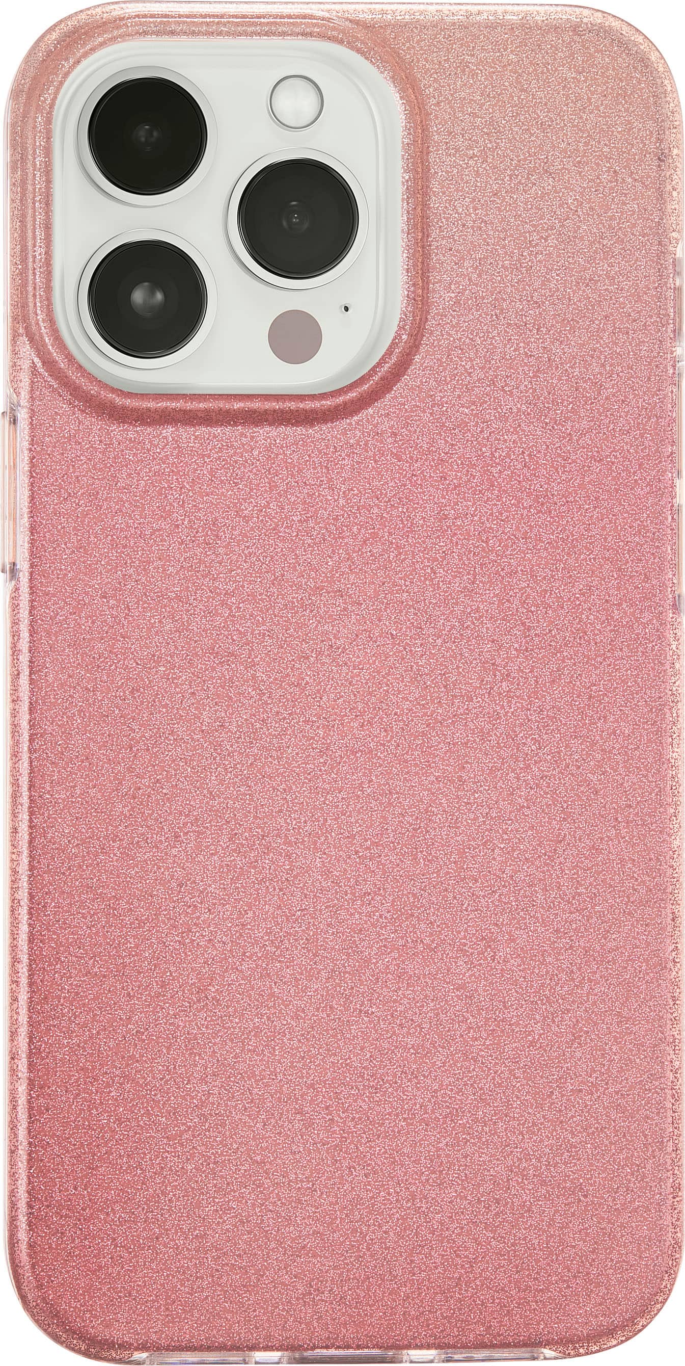 Front. Insignia™ - Hard Shell Case for iPhone 13 Pro - Gradient Rose Gold Glitter.