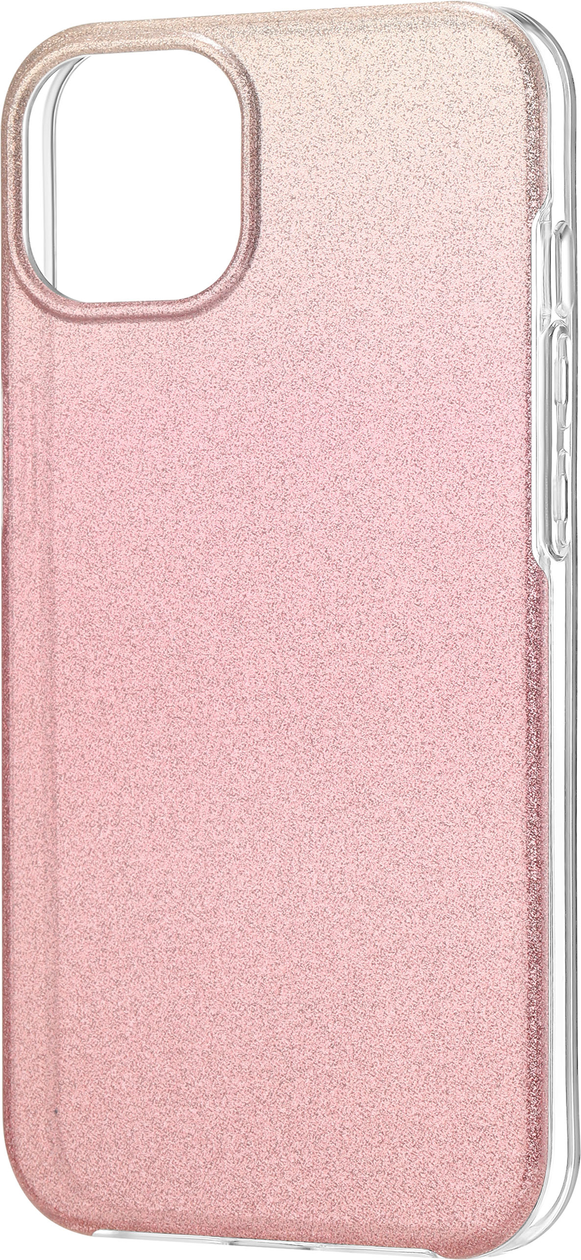 Left View: Insignia™ - Hard Shell Case for iPhone 13 - Gradient Rose Gold Glitter