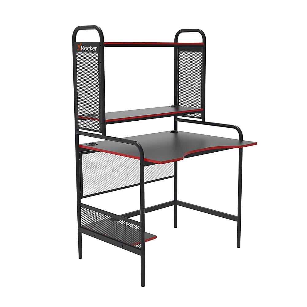 Angle View: X Rocker iCarus V2 Gaming Desk/Red - Black