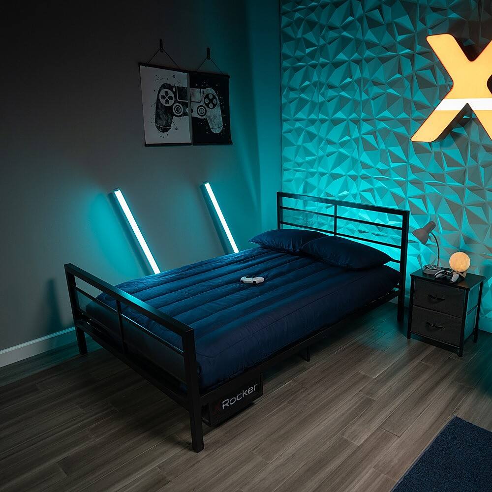 Best Buy X Rocker Basecamp Gaming Bed Frame with Storage, Full Black 2110501