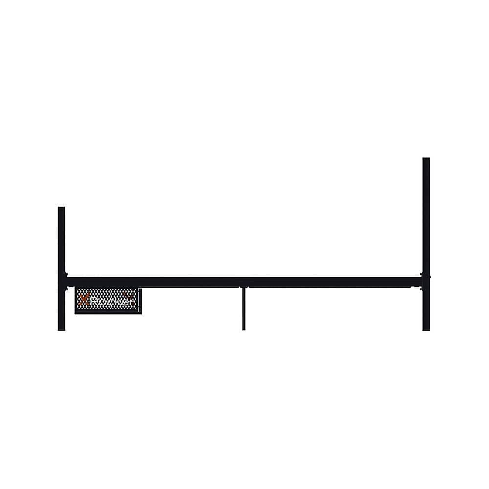 Left View: X Rocker - Basecamp Gaming Bed Frame with Storage, Full - Black