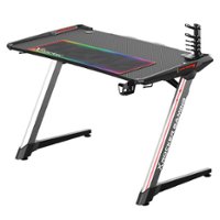 X Rocker - Lynx LED Gaming Desk with XL Mousepad and Game Holder - Black, Silver - Front_Zoom