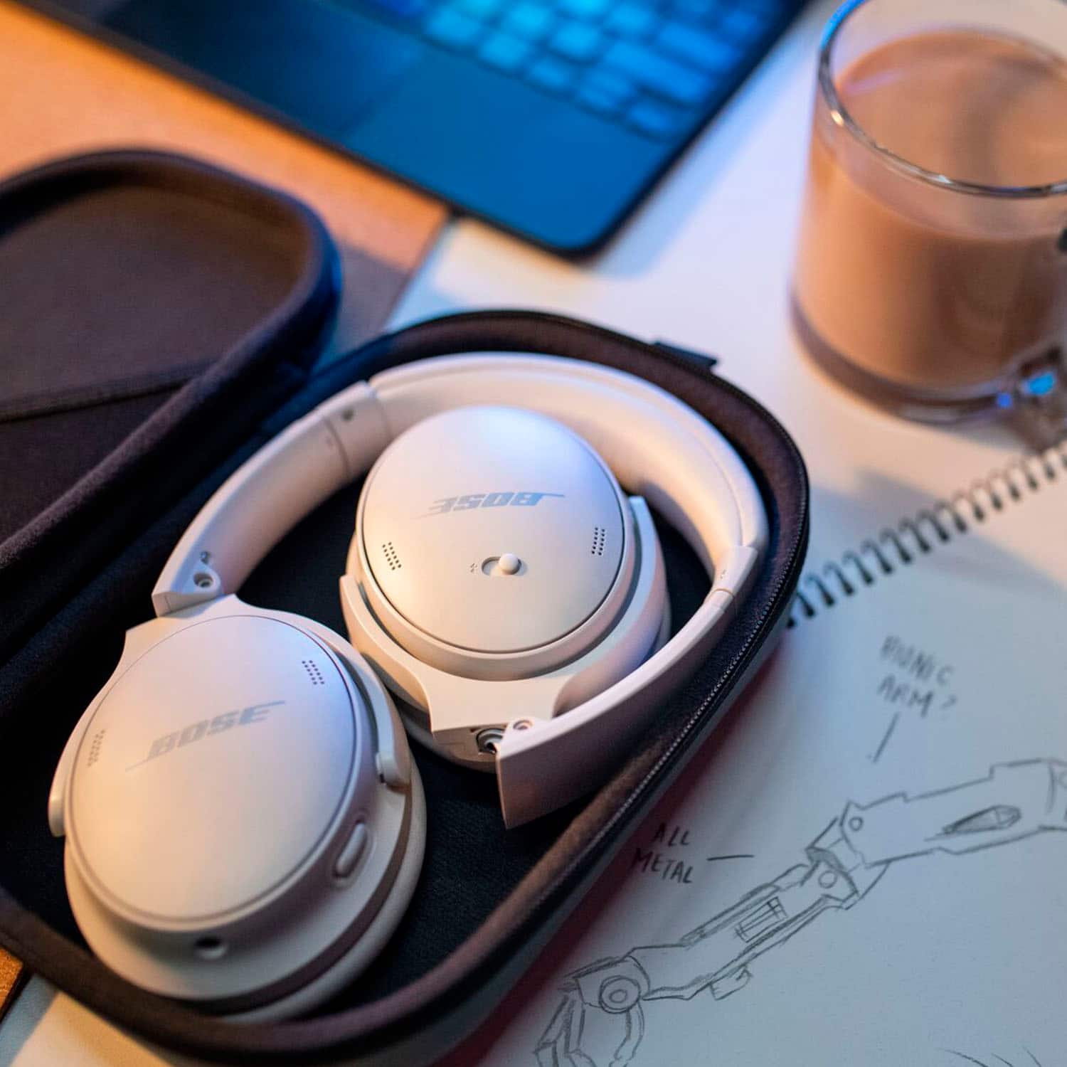 Alt View 13. Bose - QuietComfort 45 Wireless Noise Cancelling Over-the-Ear Headphones - White Smoke.