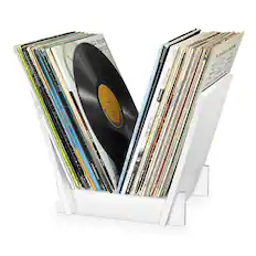 Angle. Victrola - Bridge Record Stand - White.