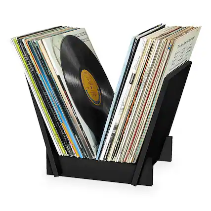Angle. Victrola - Bridge Record Stand - Black.
