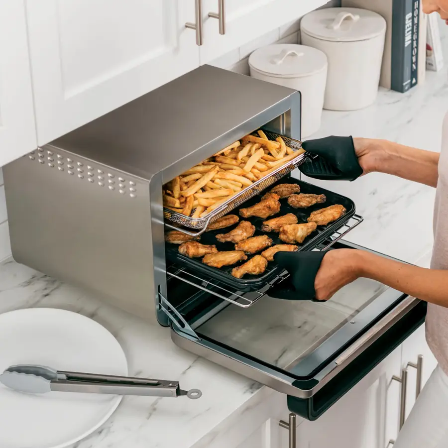 Alt View 12. Ninja - Foodi 10-in-1 Smart XL Air Fry Oven, Countertop Convection Oven with Dehydrate & Reheat Capability - Stainless Silver.
