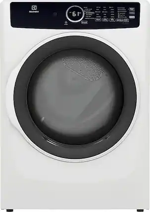 Front. Electrolux - 8.0 Cu. Ft. Stackable Electric Dryer with Steam - White.