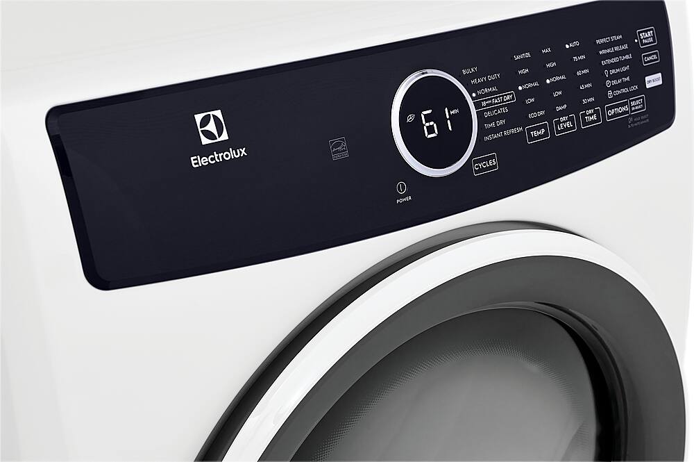 Alt View 3. Electrolux - 8.0 Cu. Ft. Stackable Electric Dryer with Steam - White.