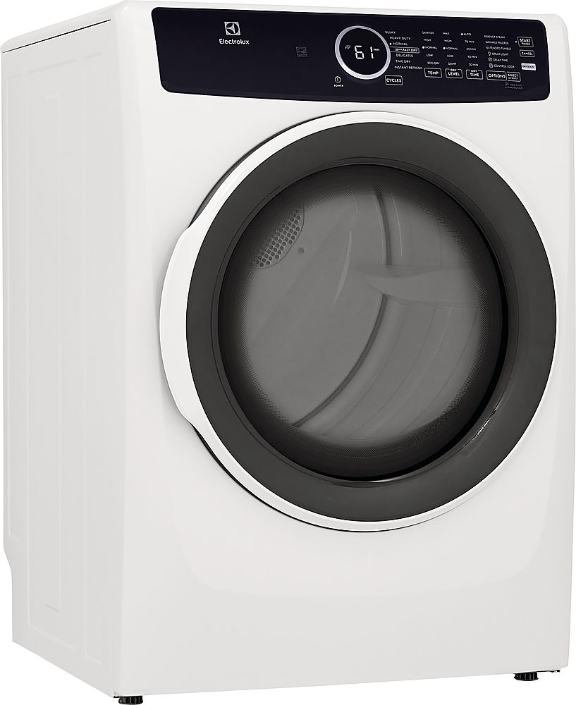Angle View: Electrolux - 8.0 Cu. Ft. Stackable Gas Dryer with Steam - White