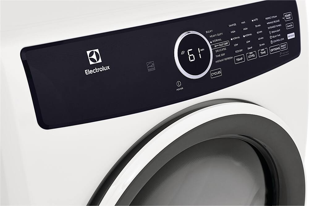 Alt View 3. Electrolux - 8.0 Cu. Ft. Stackable Gas Dryer with Steam - White.