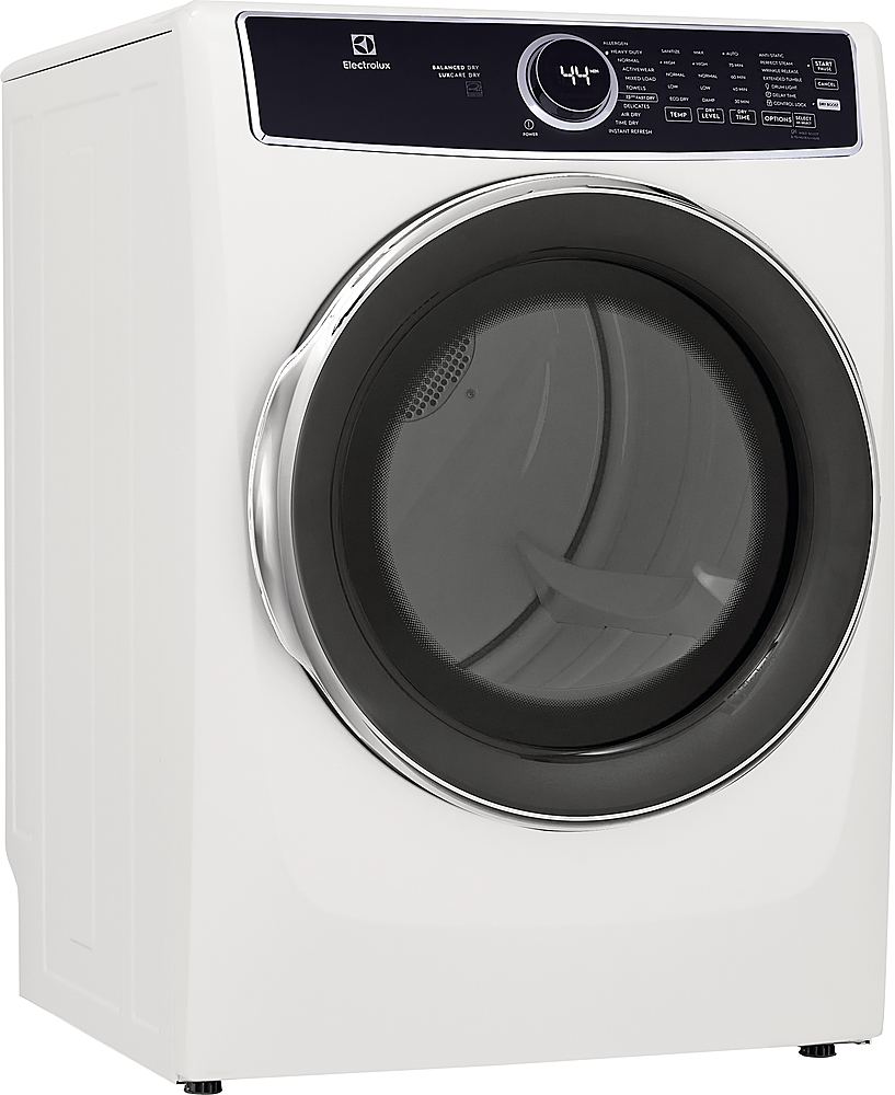 Angle View: Electrolux - 8.0 Cu. Ft. Stackable Electric Dryer with Steam and LuxCare Dry System - White