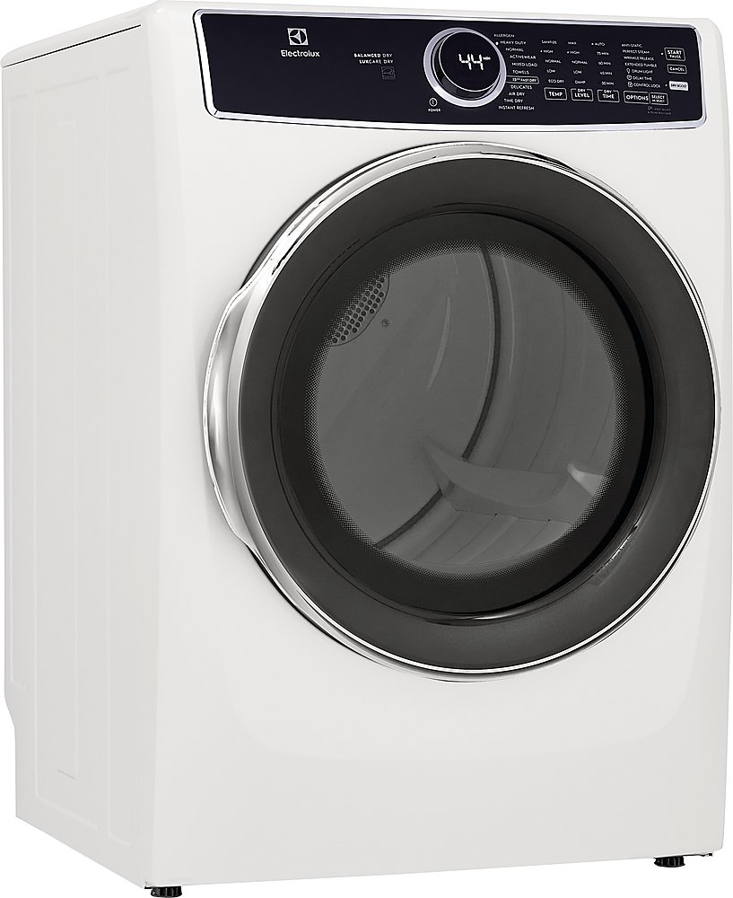 Zoom in on Angle Zoom. Electrolux - 8.0 Cu. Ft. Stackable Electric Dryer with Steam and LuxCare Dry System - White.