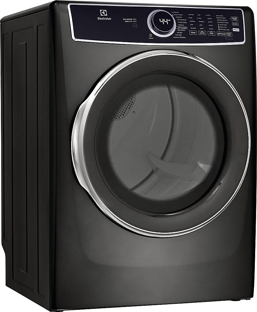 Angle View: Electrolux - 8.0 Cu. Ft. Stackable Gas Dryer with Steam and LuxCare Dry System - Titanium