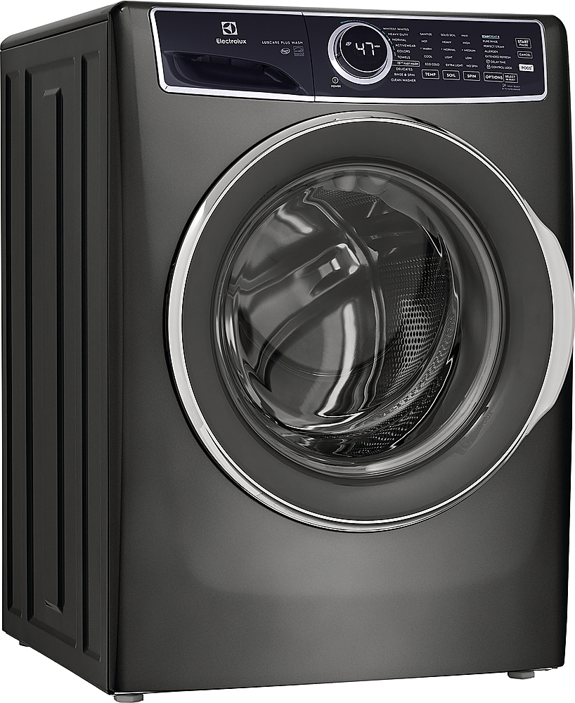Angle View: Samsung - 5.0 cu. ft. Extra Large Capacity Smart Front Load Washer with Super Speed Wash and Steam - Ivory