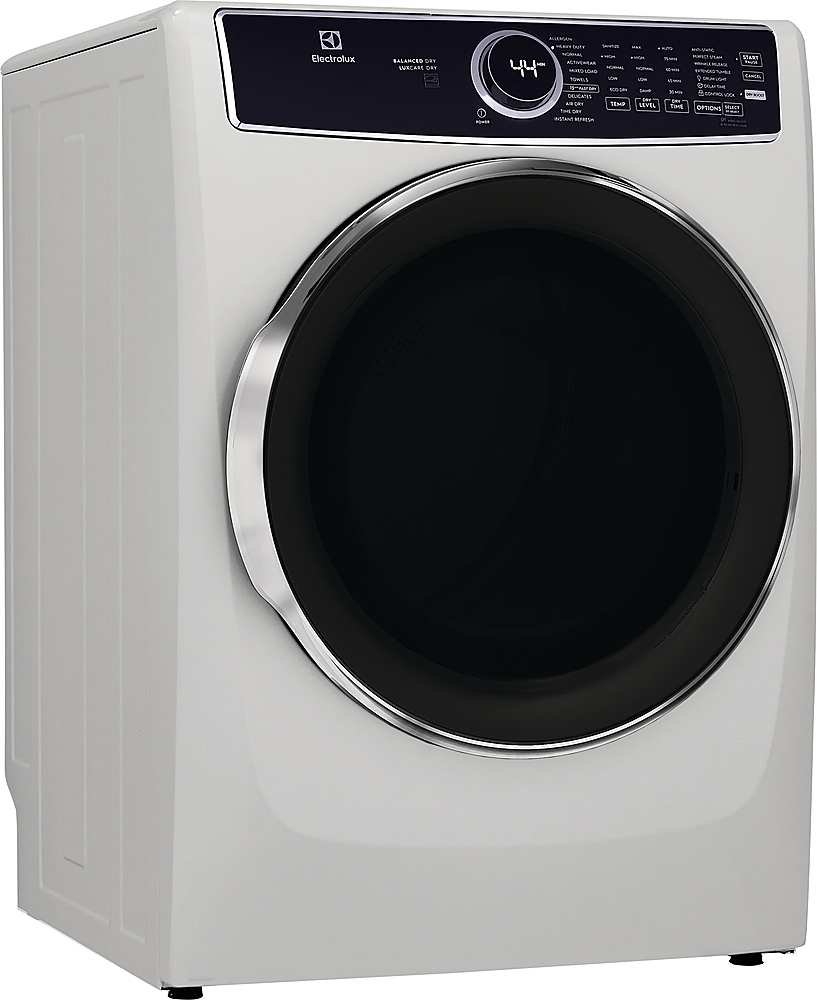 Angle View: Electrolux - 8.0 Cu. Ft. Stackable Electric Dryer with Steam and Balanced Dry - White