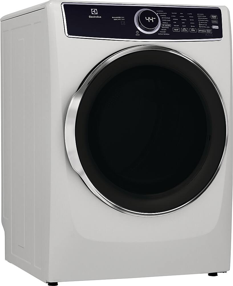 Angle. Electrolux - 8.0 Cu. Ft. Stackable Electric Dryer with Steam and Balanced Dry - White.