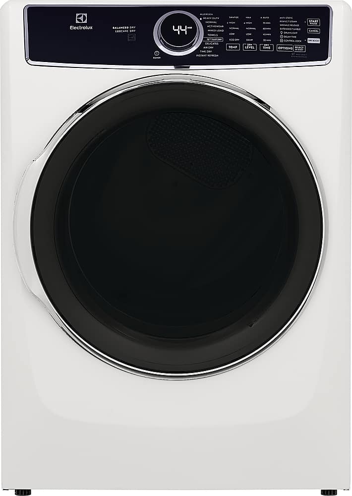 Front. Electrolux - 8.0 Cu. Ft. Stackable Electric Dryer with Steam and Balanced Dry - White.