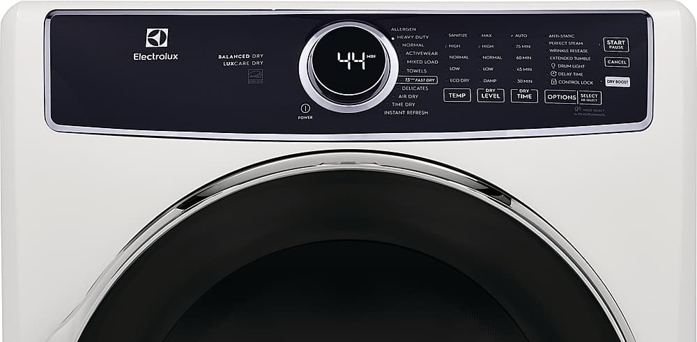Alt View 3. Electrolux - 8.0 Cu. Ft. Stackable Electric Dryer with Steam and Balanced Dry - White.