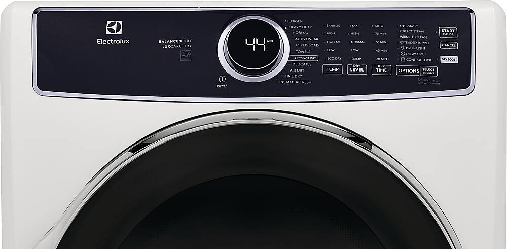 Alt View 3. Electrolux - 8.0 Cu. Ft. Stackable Electric Dryer with Steam and Balanced Dry - White.