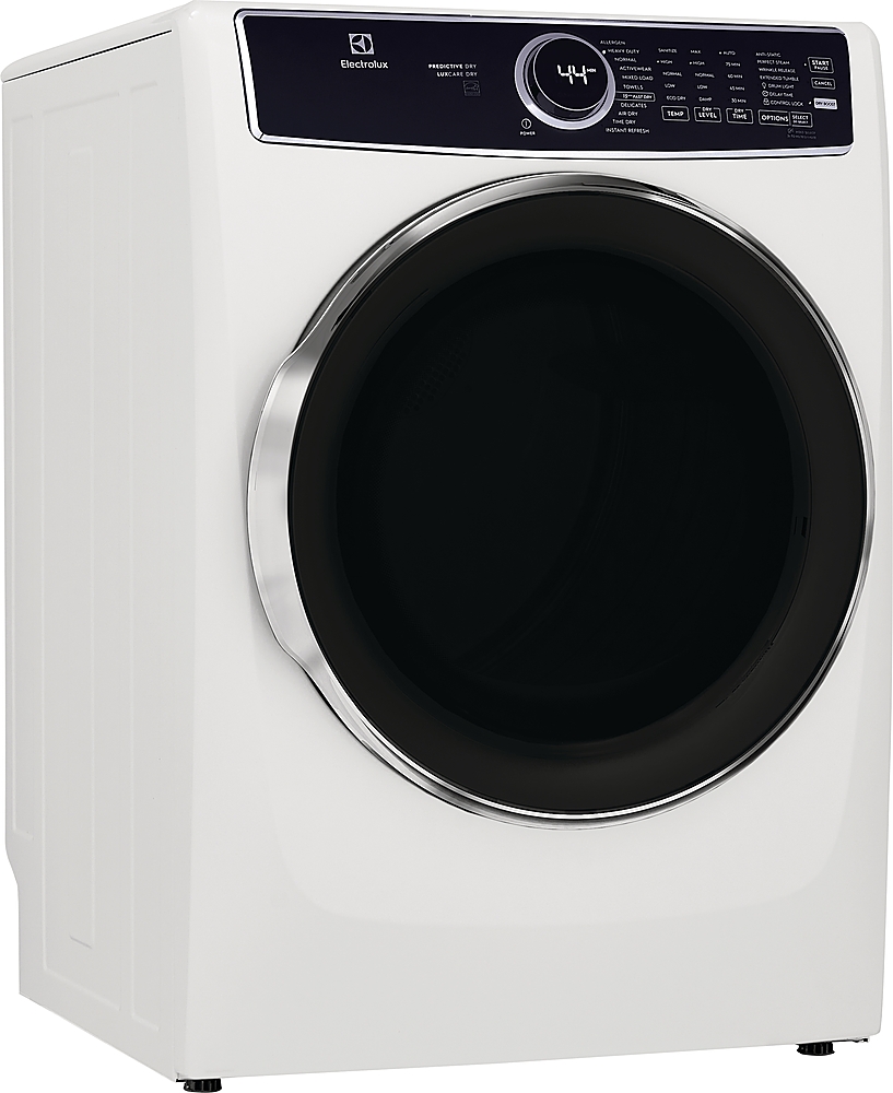Angle View: Electrolux - 8.0 Cu. Ft. Stackable Gas Dryer with Steam, LuxCare Dry System & Air Dry Cycle - White
