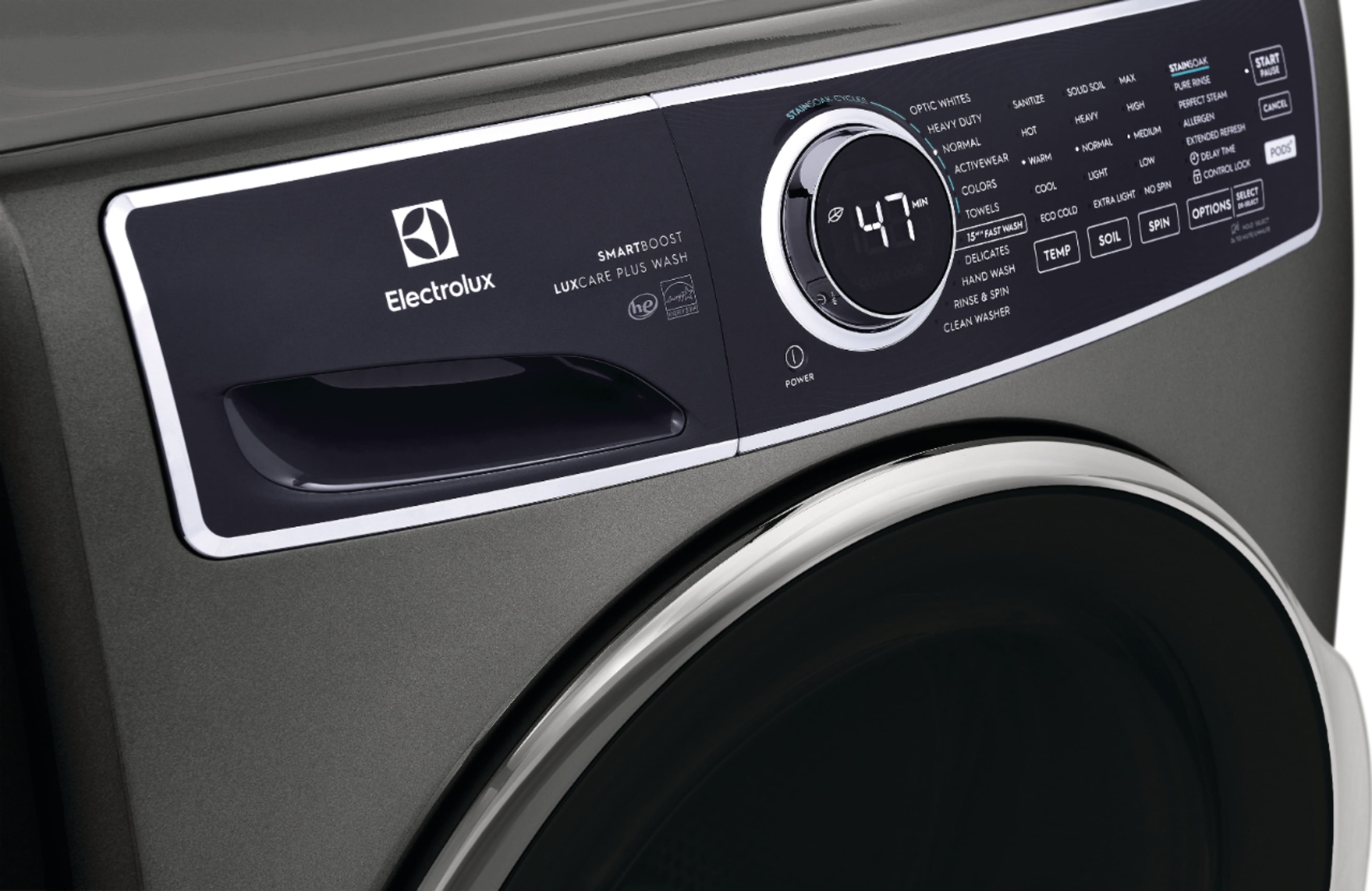 Alt View 2. Electrolux - 4.5 Cu.Ft. Stackable Front Load Washer with Steam and SmartBoost Wash System - Titanium.
