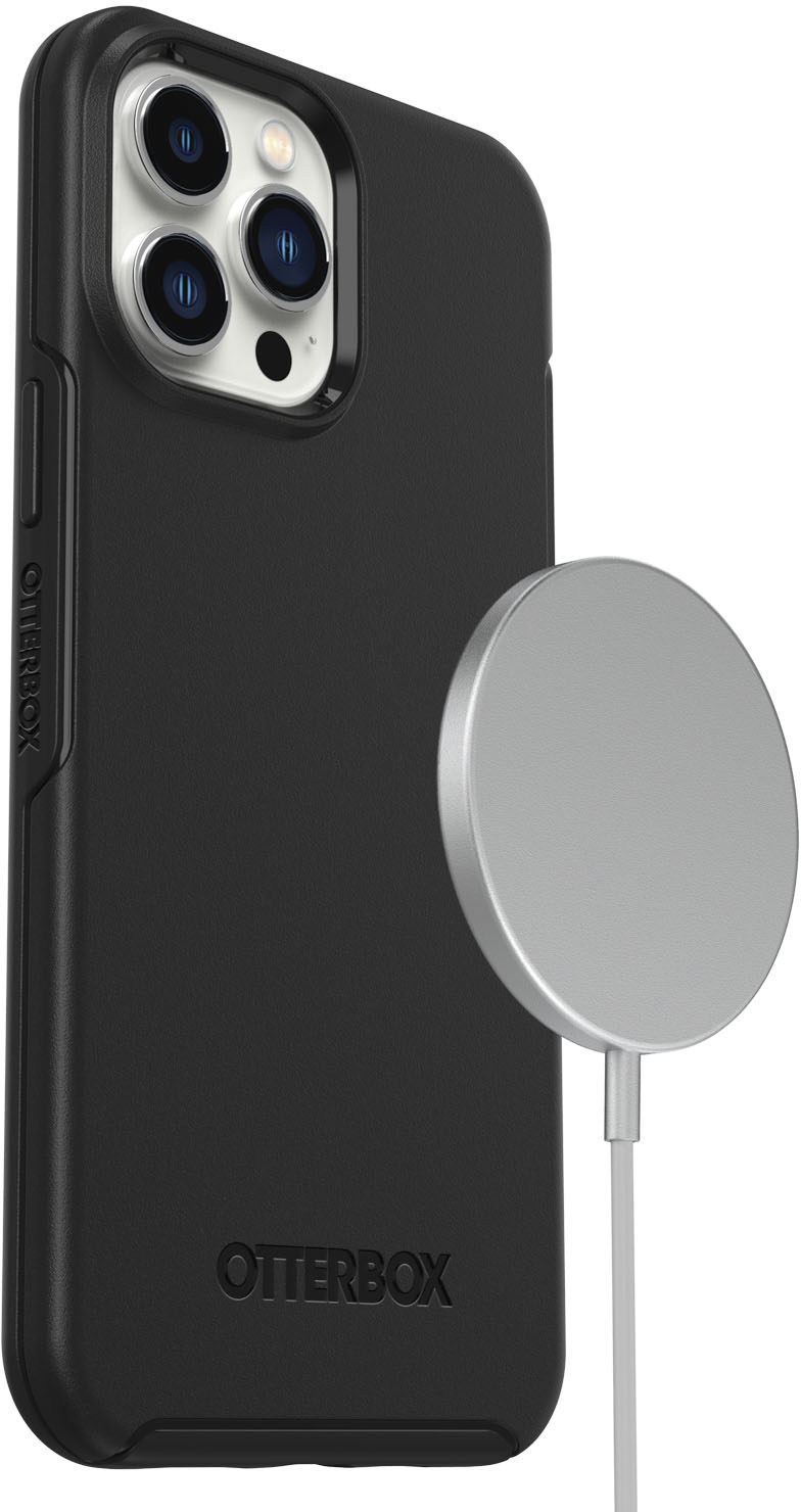 Left View: OtterBox - Symmetry Series Hard Shell for Apple iPhone 13 Pro Max and iPhone 12 Pro Max - Black