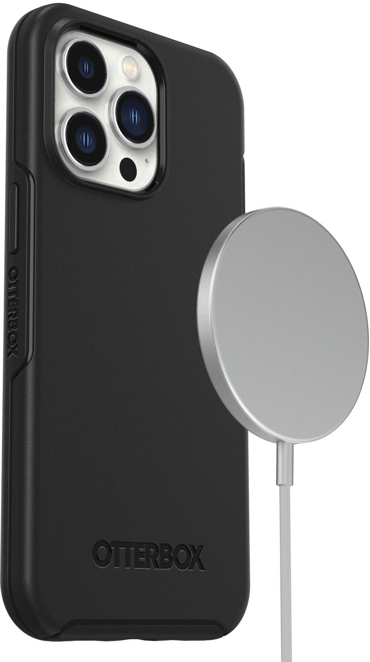Left View: OtterBox - Symmetry Series+ for MagSafe Hard Shell for Apple iPhone 13 Pro - Black
