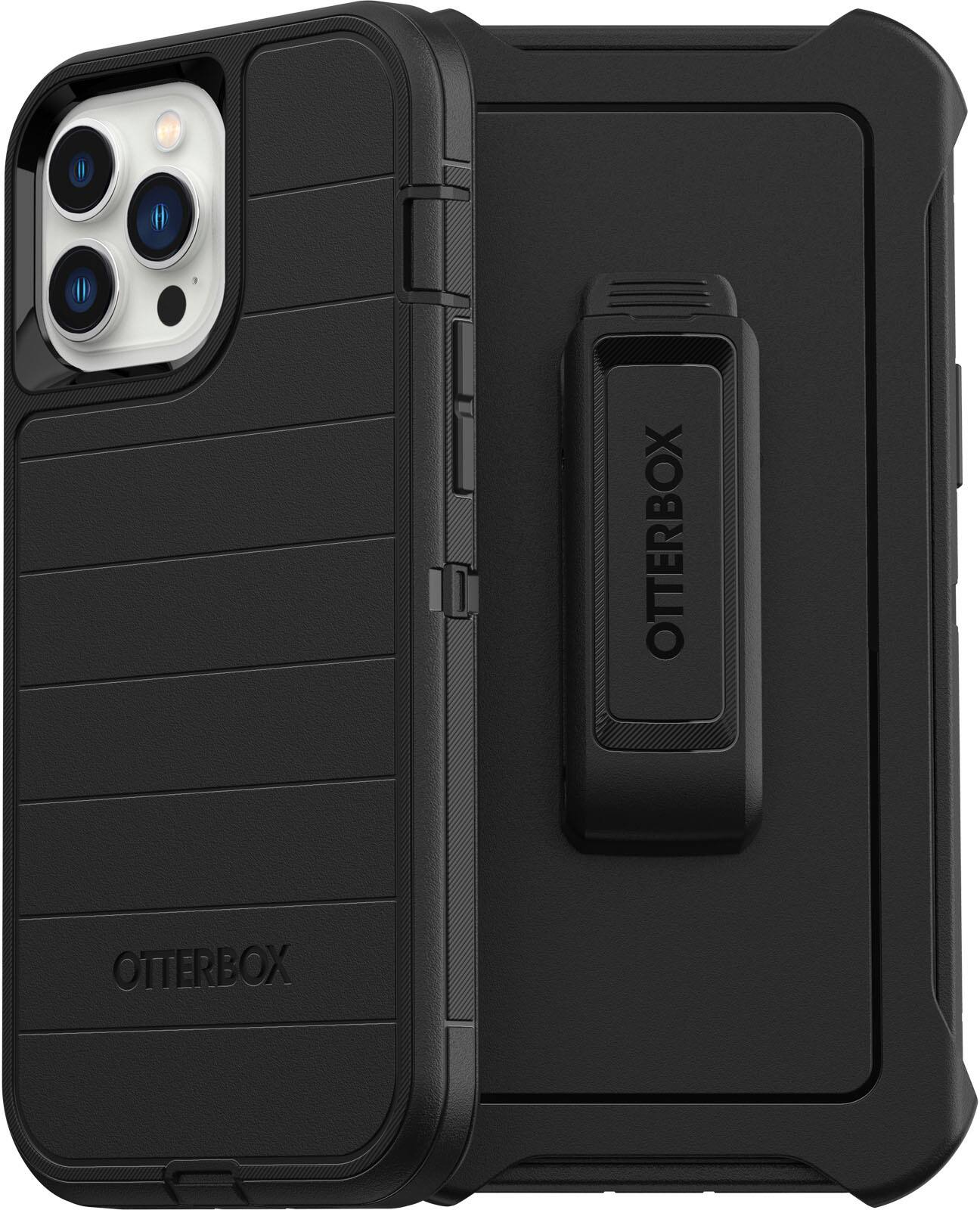 Angle. OtterBox - Defender Series Pro Hard Shell for Apple iPhone 13 Pro Max and iPhone 12 Pro Max - Black.