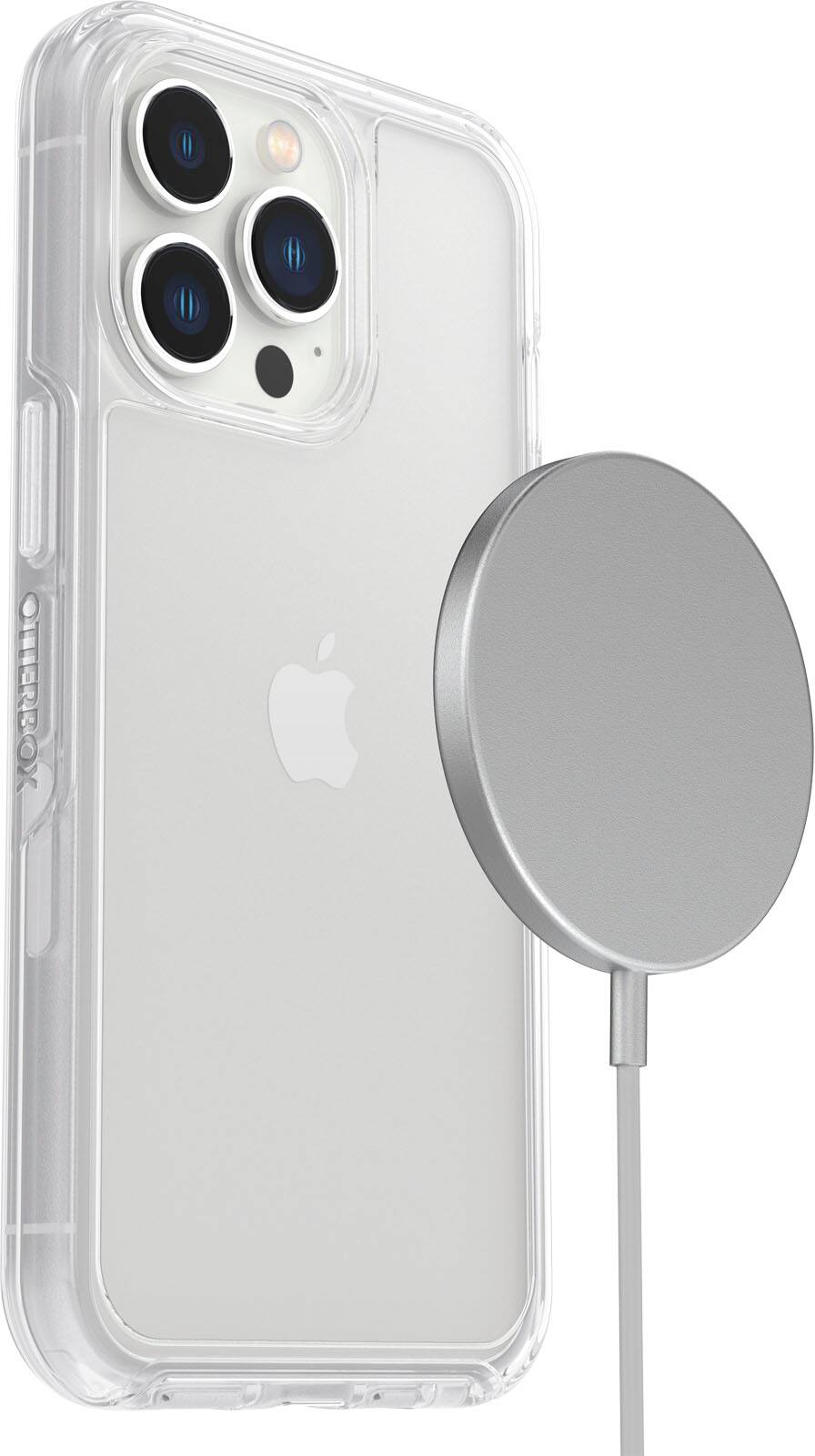 Left. OtterBox - Symmetry Series Soft Shell for Apple iPhone 13 Pro - Clear.
