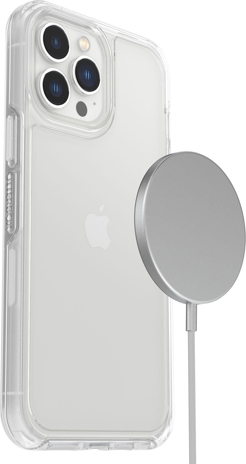 Left View: OtterBox - Symmetry Series Soft Shell for Apple iPhone 13 Pro Max and iPhone 12 Pro Max - Clear