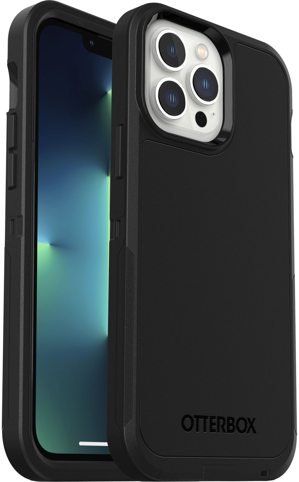 Angle View: OtterBox - Defender Series Pro XT Hard Shell for Apple iPhone 13 Pro Max and iPhone 12 Pro Max - Black