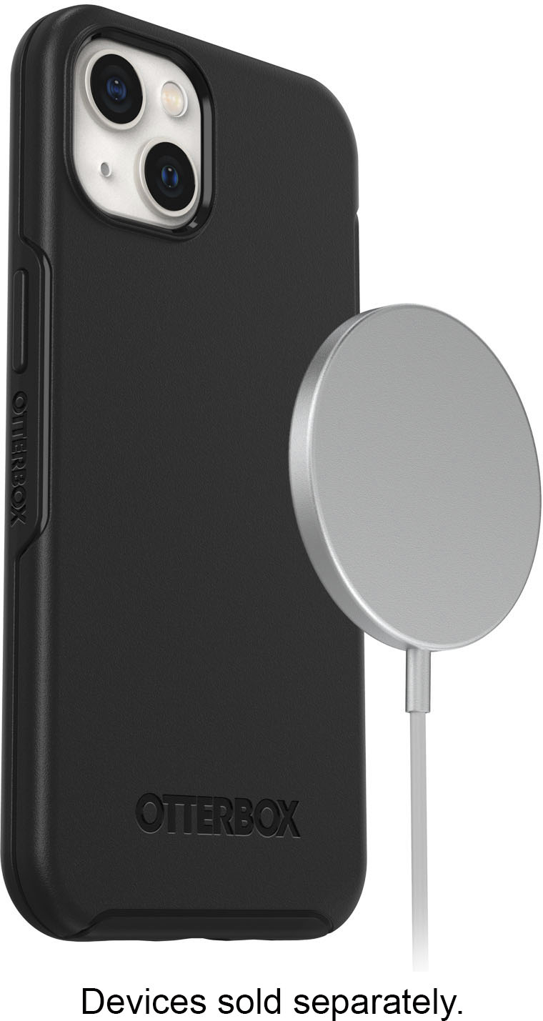 Left View: OtterBox - Symmetry Series+ for MagSafe Hard Shell for Apple iPhone 13 - Black