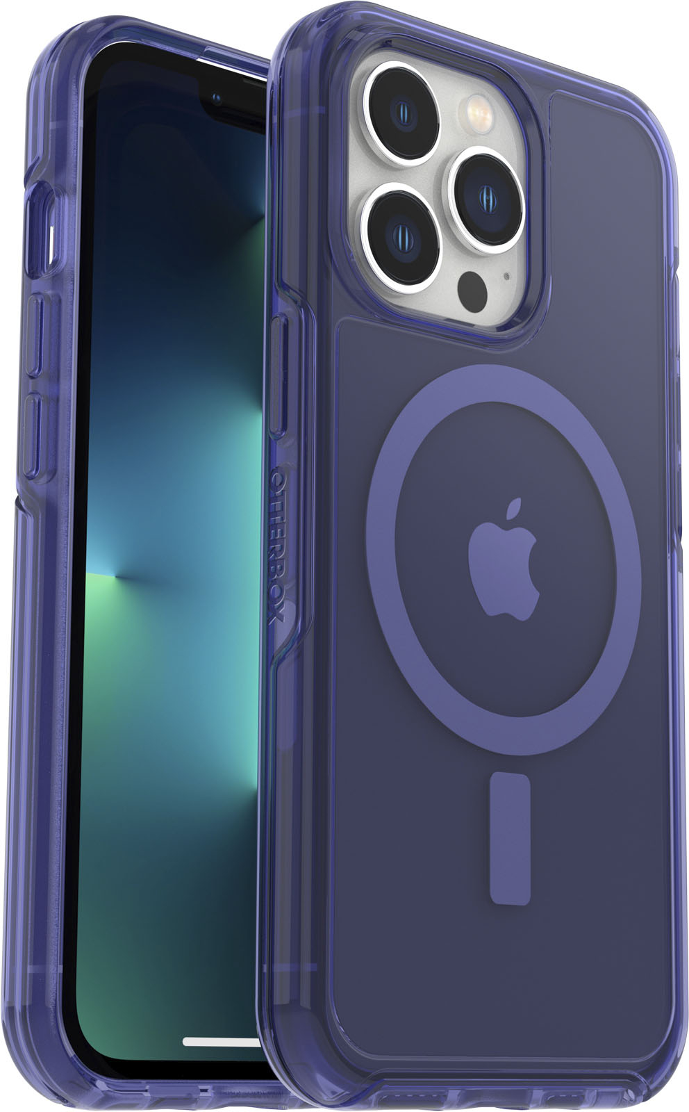 Angle View: OtterBox - Symmetry Series+ for MagSafe Soft Shell for Apple iPhone 13 Pro - Feelin Blue