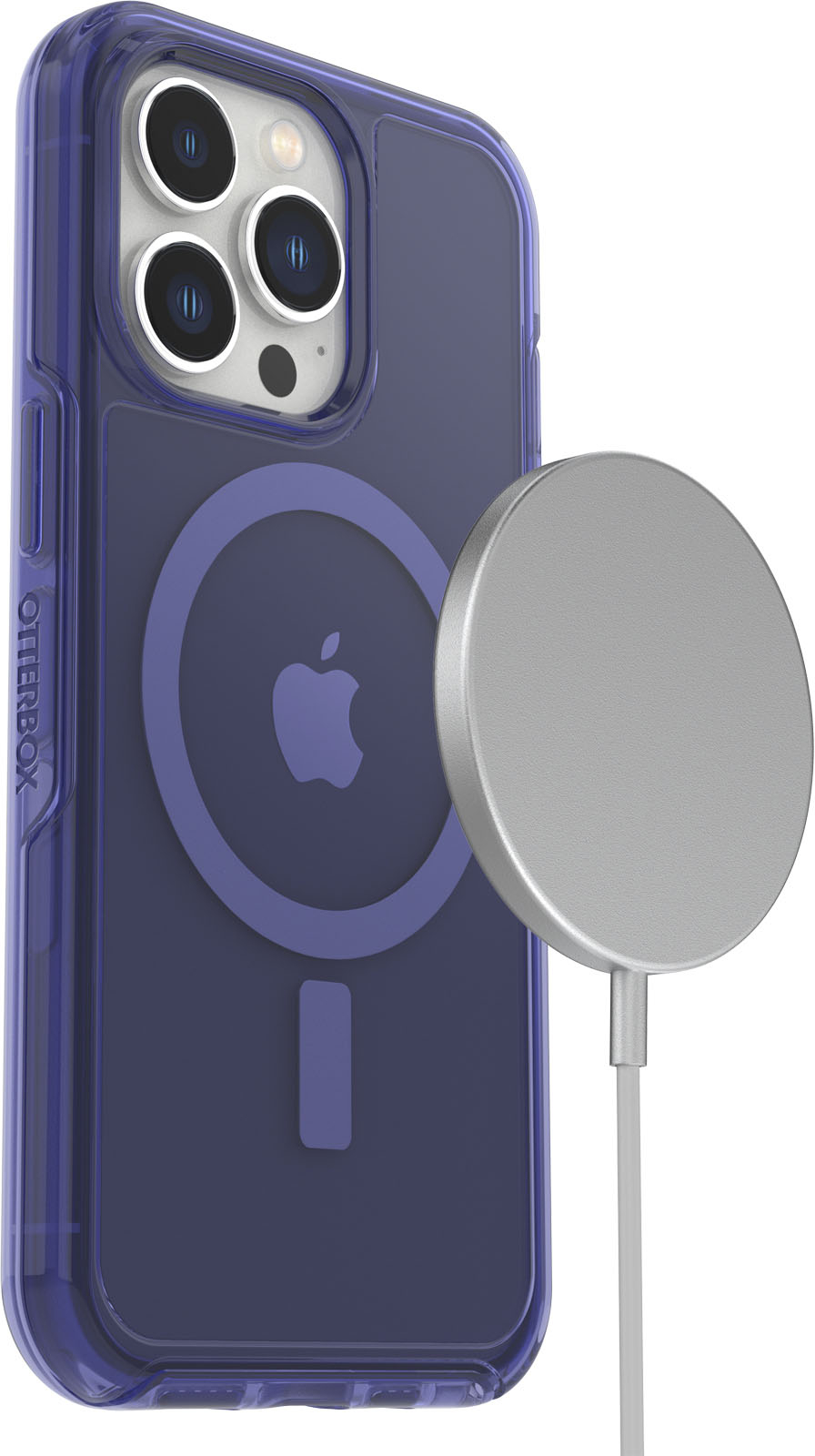 Left View: OtterBox - Symmetry Series+ for MagSafe Soft Shell for Apple iPhone 13 Pro - Feelin Blue