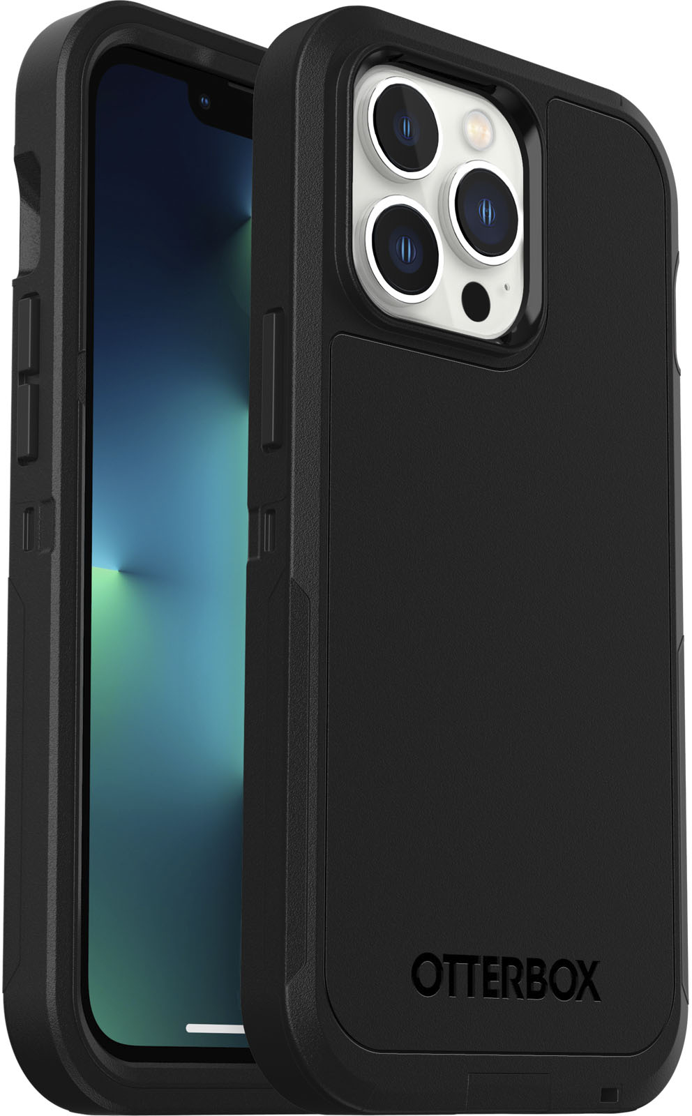 Angle View: OtterBox - Defender Series Pro XT Hard Shell for Apple iPhone 13 Pro - Black