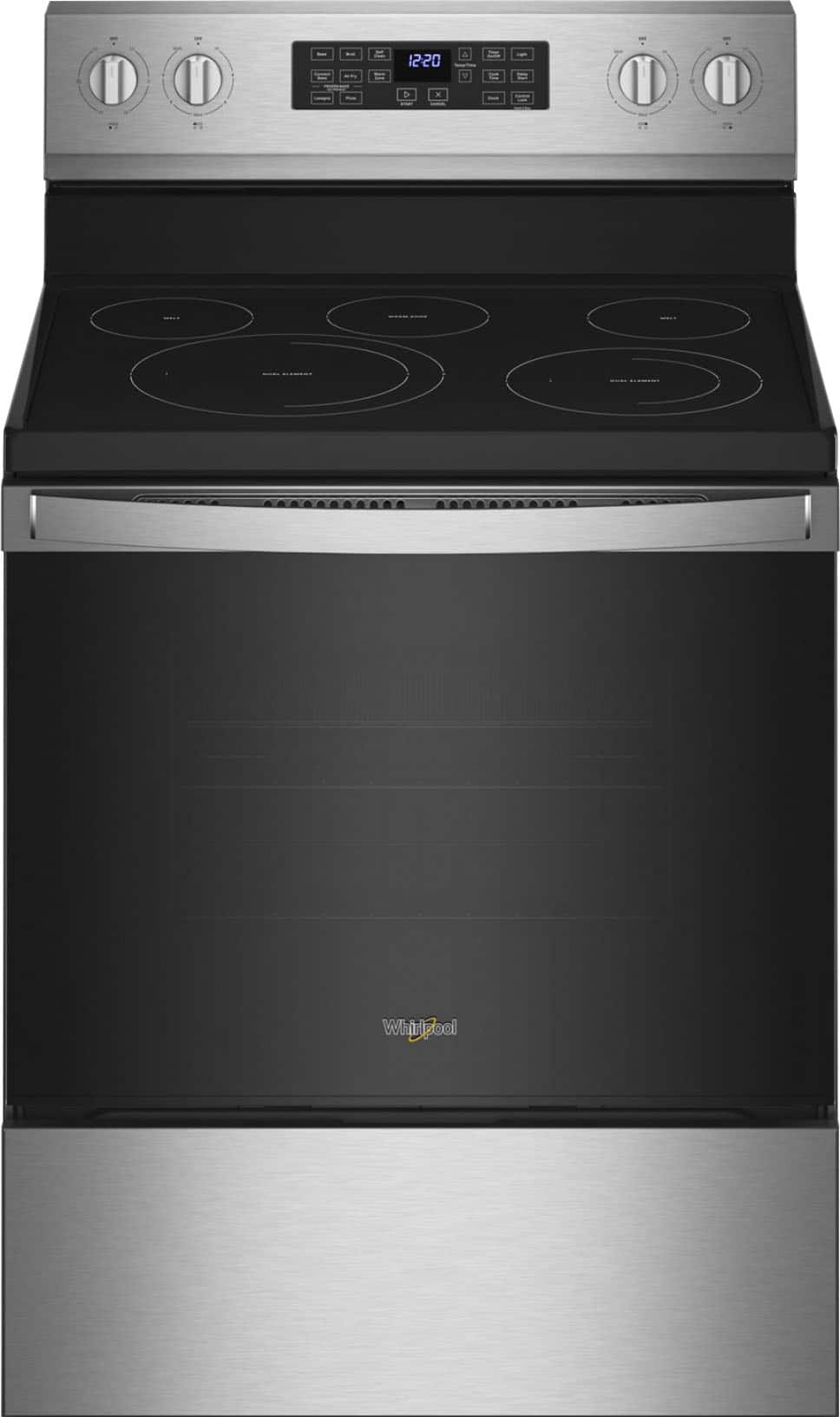 Front. Whirlpool - 5.3 Cu. Ft. Freestanding Electric Convection Range with Air Fry - Fingerprint Resistant Stainless Steel.
