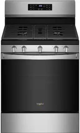 Front. Whirlpool - 5.0 Cu. Ft. Gas Burner Range with Air Fry for Frozen Foods - Fingerprint Resistant Stainless Steel.