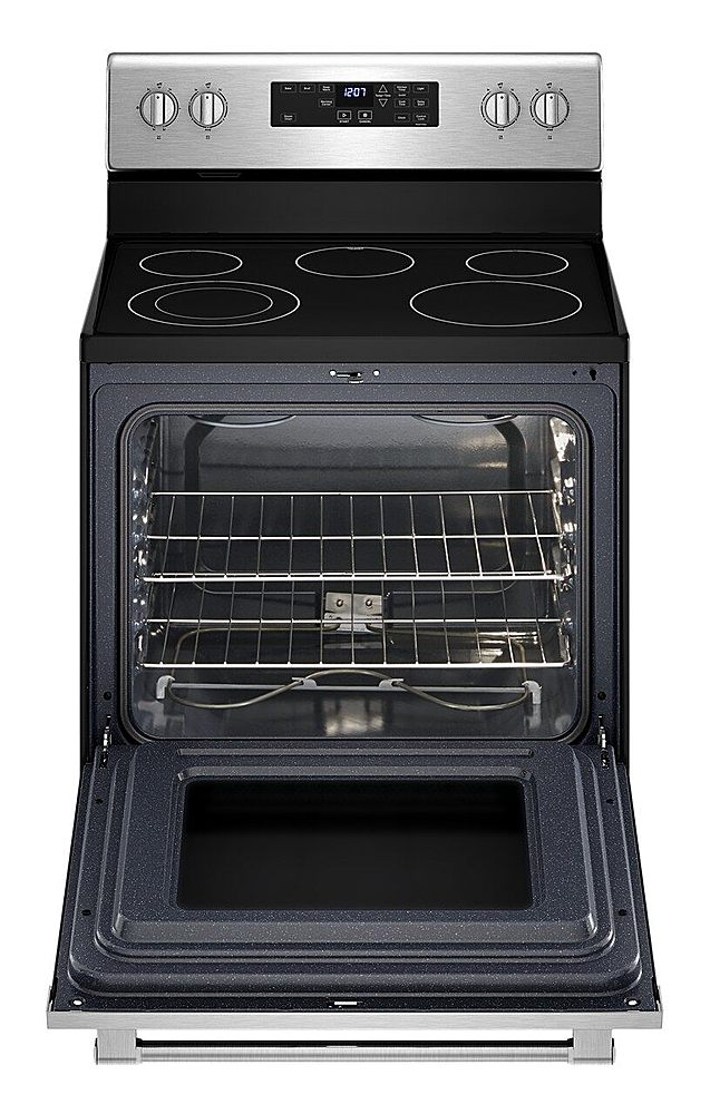 Maytag 30 in. 5.3 cu. ft. Oven Freestanding Electric Range with 5 Smoothtop  Burners - Stainless Steel