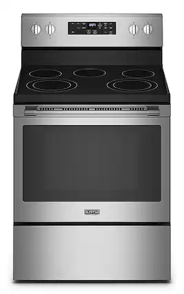 Front. Maytag - 5.3 Cu. Ft. Electric Range with Air Fry - Fingerprint Resistant Stainless Steel.