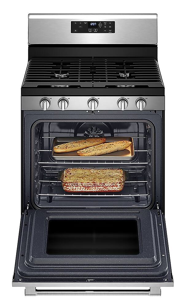 Left. Maytag - 5.0 Cu. Ft. Gas Range with Air Fry for Frozen Food and Air Fry Basket - Stainless Steel.