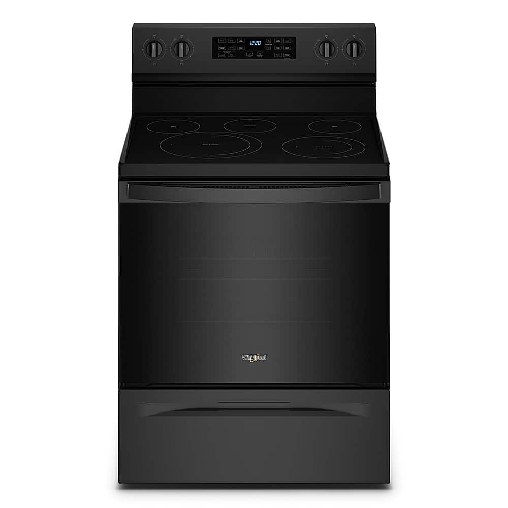 Front. Whirlpool - 5.3 Cu. Ft. Freestanding Electric Convection Range with Air Fry - Black.