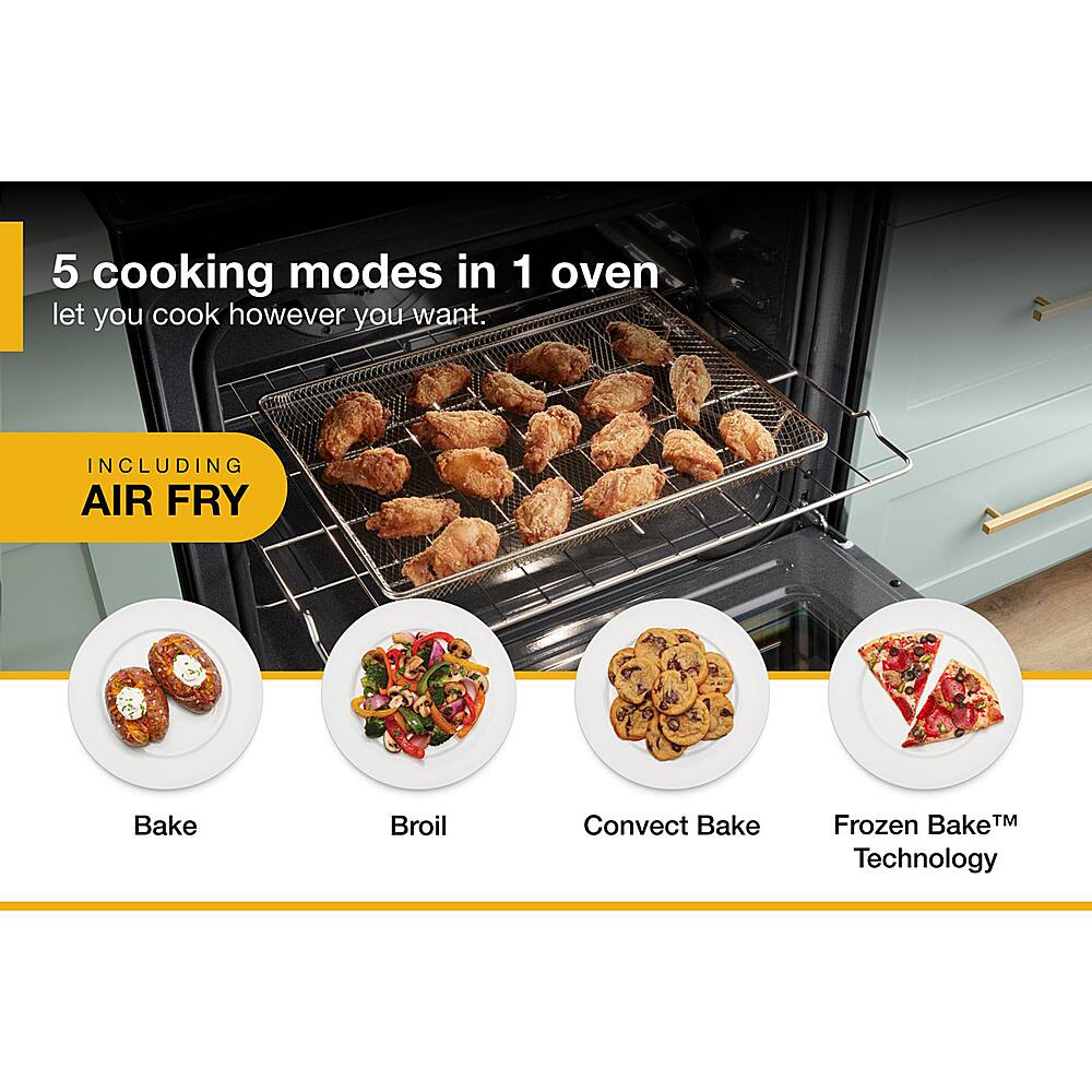 5 cooking modes in 1 oven: Including Air Fry, Bake, Broil, Convect Bake, and Frozen Bake TM Technology.