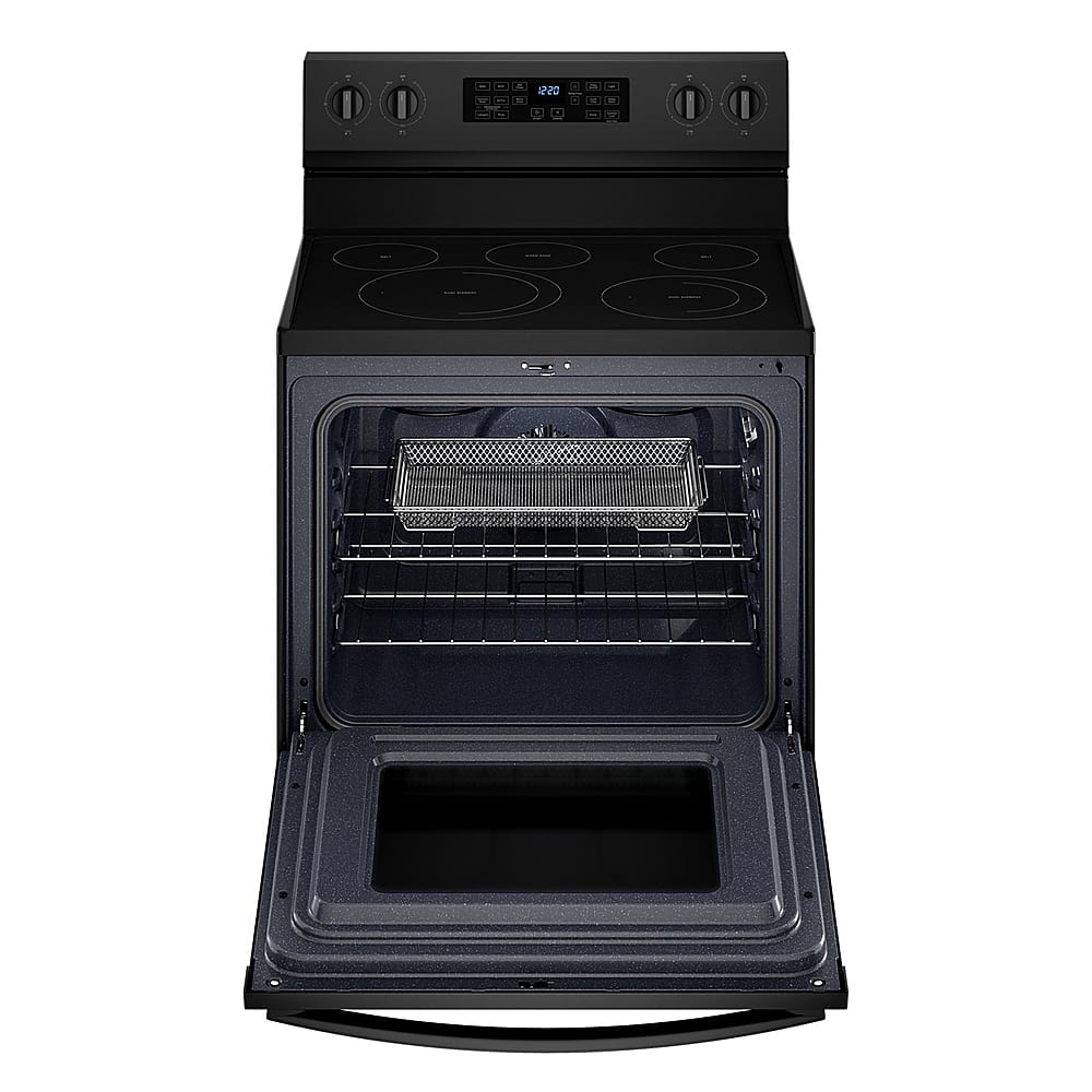 Angle. Whirlpool - 5.3 Cu. Ft. Freestanding Electric Convection Range with Air Fry - Black.