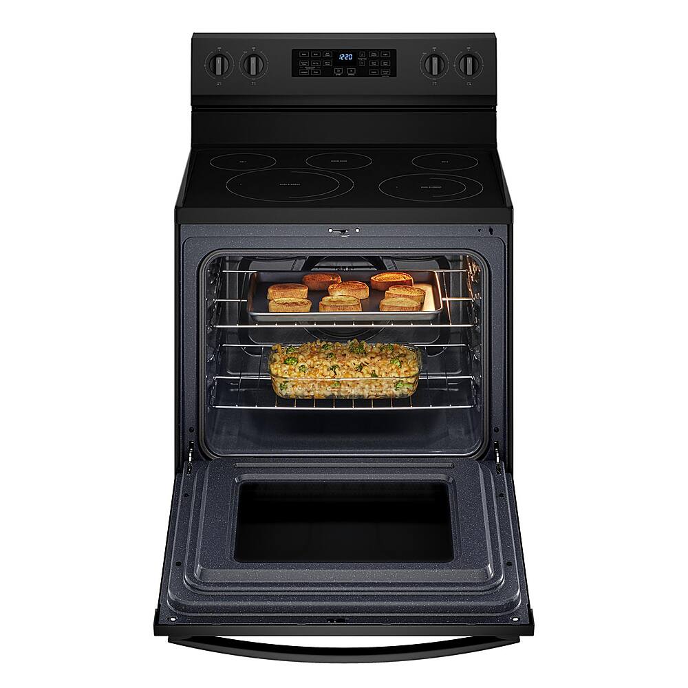 Left. Whirlpool - 5.3 Cu. Ft. Freestanding Electric Convection Range with Air Fry - Black.