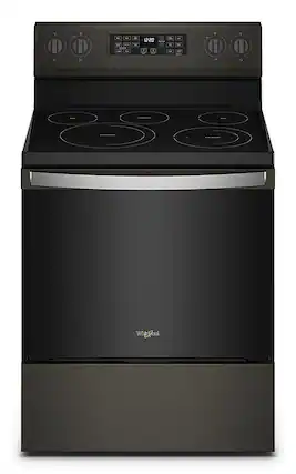 Front. Whirlpool - 5.3 Cu. Ft. Freestanding Electric Convection Range with Air Fry - Black Stainless.