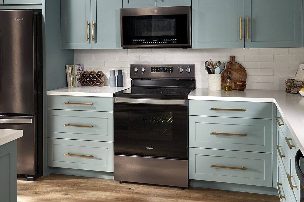 Alt View 24. Whirlpool - 5.3 Cu. Ft. Freestanding Electric Convection Range with Air Fry - Black Stainless.