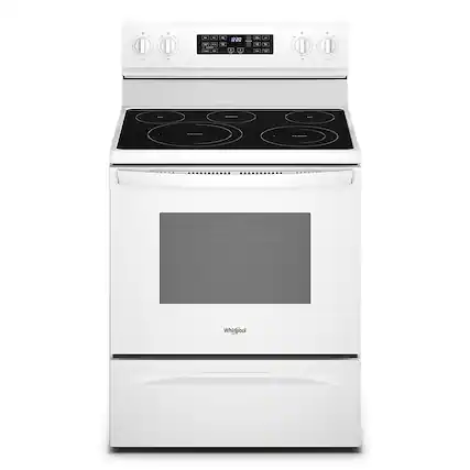 Front. Whirlpool - 5.3 Cu. Ft. Freestanding Electric Convection Range with Air Fry - White.